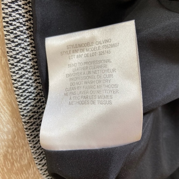 Theory Leather Black White Pattern Knit Calvino Elmore Sheath Dress Office Small - Picture 12 of 13